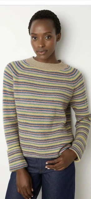 WYSE LONDON PINK 100 Cashmere Jumper Size 1 UK8 rainbow