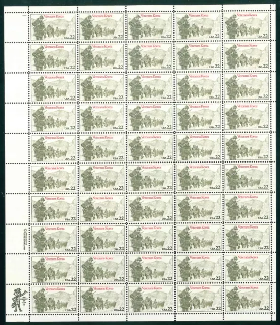 Scott #2152 Veterans of Korean War Mint Sheet MNH  CV $34.30