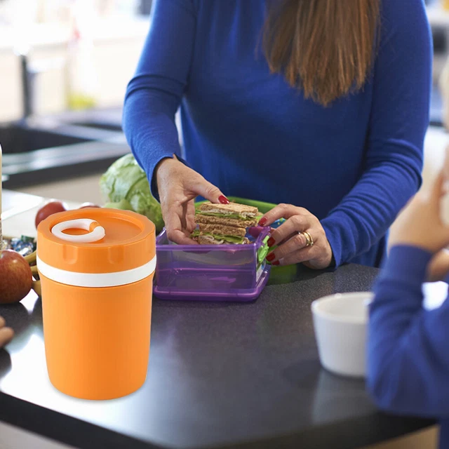 330ml Bento Lunch Box Portable with Cover Breakfast Mug for Kids School (Orange)