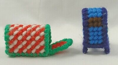 Vintage Christmas Ornament LOT/7 Plastic Canvas Yarn / Knit Crochet Hand Craft 2