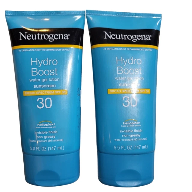 Neutrogena Hydro Boost Water Gel Lotion Sunscreen SPF30 5oz Lot of 2