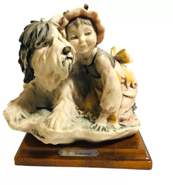 Adorable ￼Florence Giuseppe Armani Clown Little Girl & her dog￼ Figurine Statue