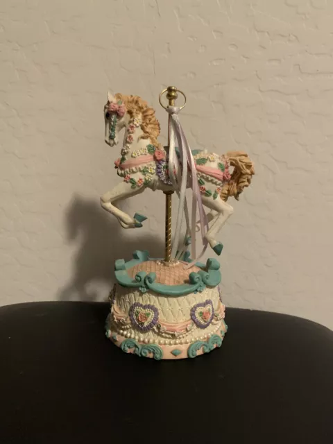 Vintage San Francisco Music Box Company Floral Porcelain Carousel Horse