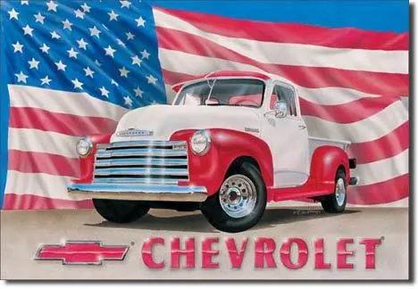 Vintage Replica Tin Metal Sign chevrolet 51 CHEVY pickup truck step side 350 704