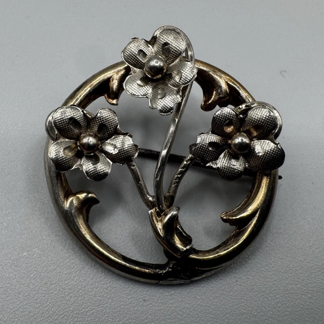Broche devant-de-corsage en argent et or rose avec diamants de 16-20