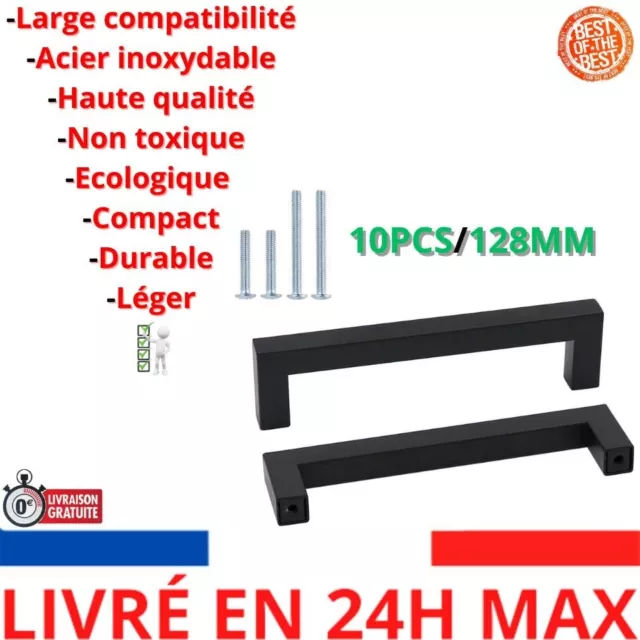 Goldenwarm Lot de 10 Poignée de Meuble Cuisine 128mm en Acier Inoxydable Entraxe