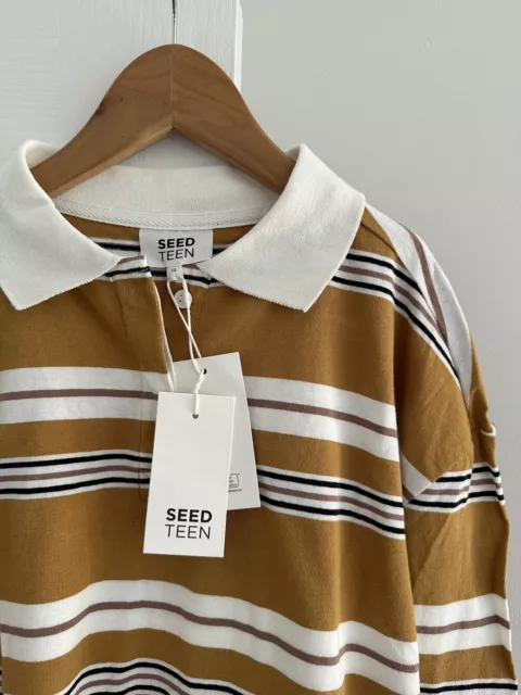 NEW Seed Teen Striped Long Sleeve Polo Top Girls Size 12 RRP $50