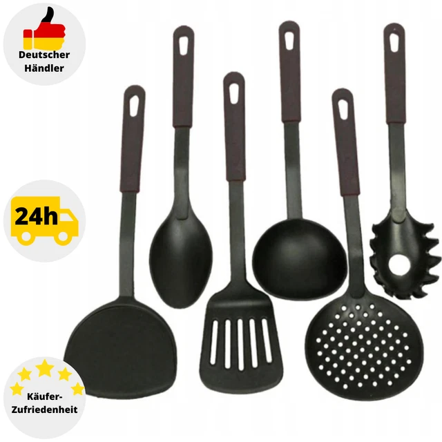 Berglander 6-teiliges Pfannenwender-Set Aus Edelstahl – Antihaftbeschichtet, Spülmaschinenfest, Mit Halter