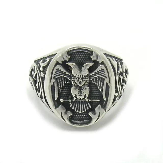 Genuine Sterling Silver Men's Ring Solid 925 Double Headed Eagle Handmade