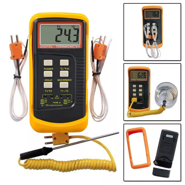 Digital Pyrometer Thermometer with 6 Long Thermocouple High Temperature  1800F for Kiln Oven Furnace