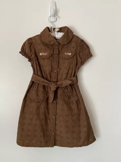 NWT Gymboree Island Getaway Girls Eyelet Floral Dress 4 Brown