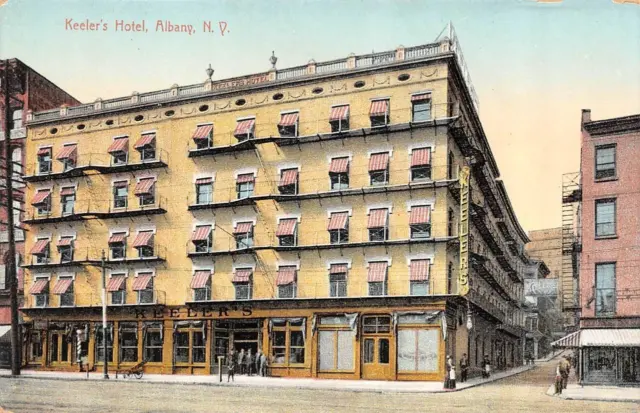 Albany, NY New York   KEELER'S HOTEL & Street View  ca1910's Vintage Postcard