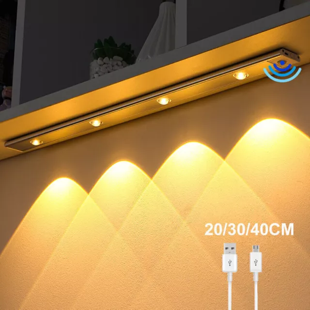 LED Motion Sensor Under Cabinet Closet Light Strip USB Rechargeable Kitchen Lamp