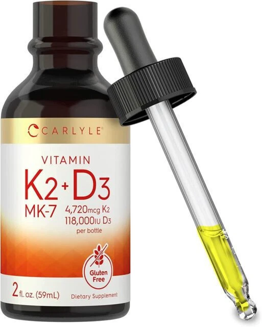 VITAMIN K2 MK7 and D3 Liquid Drops 2 Fl Oz Vegetarian, NonGMO b