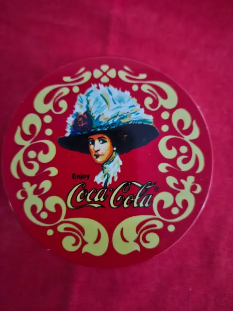 Coca Cola Collectable Vintage Coasters Round Tin Set of 6 with Cork Backing