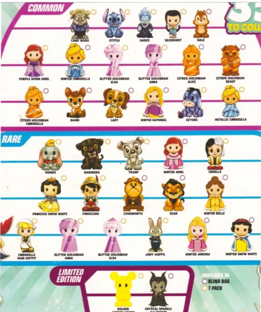 OOSHIES Common , Rare & Limited Edition Disney Princesses Series 3