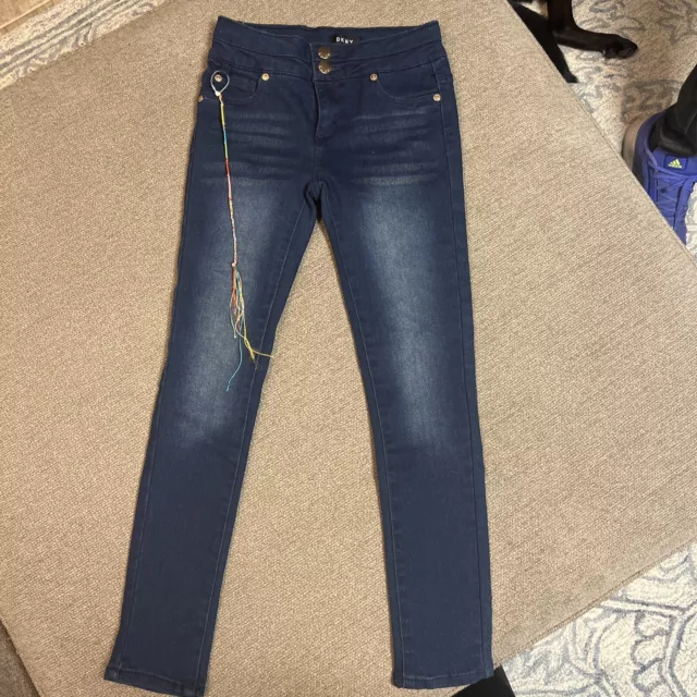 Girls SZ 8 DKNY Dark Wash Blue Denim Skinny Jeans