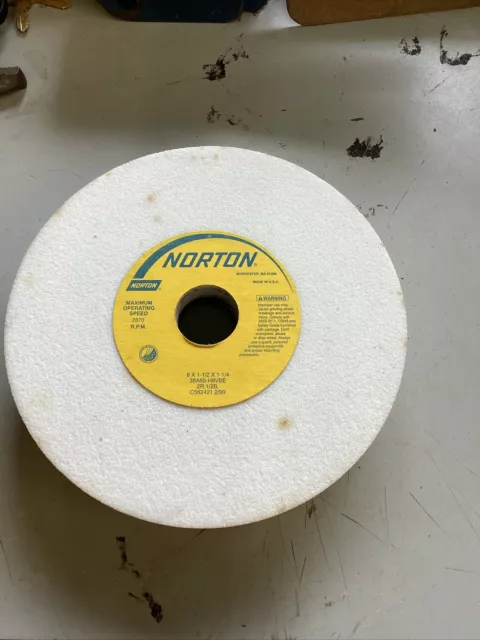 Norton #38A60-H8VBE Aluminum Oxide 2870maxrpm,8” X 1-1/2” X 1-1/4” Grind Wheel