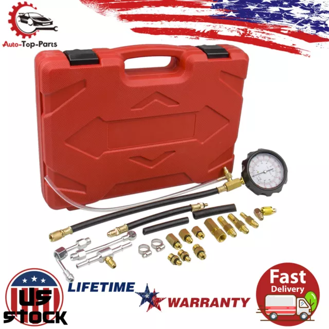 140PSI Fuel Injection Pump Pressure Injector Tester Pressure Gauge W/ Case Kit