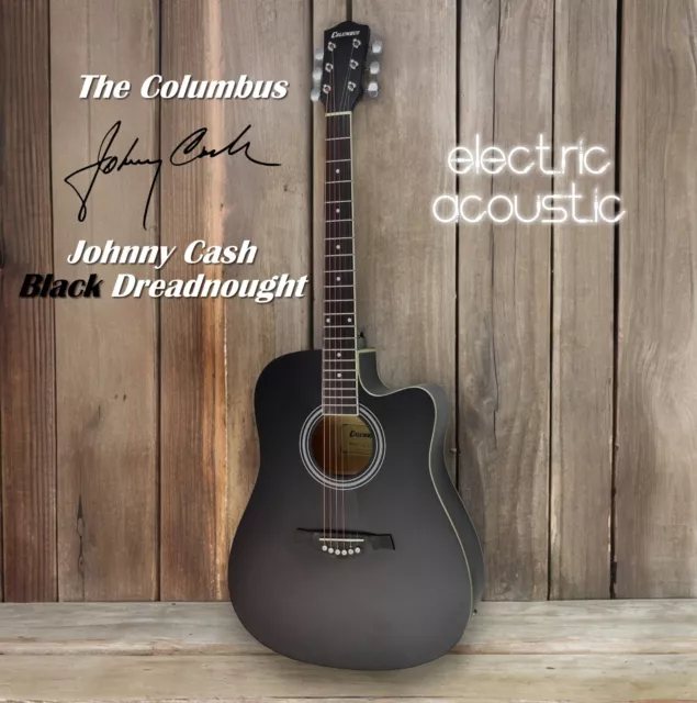 Brandneu Columbus 41" Dreadnought 'Johnny Cash' Satin Elektro-Akustikgitarre