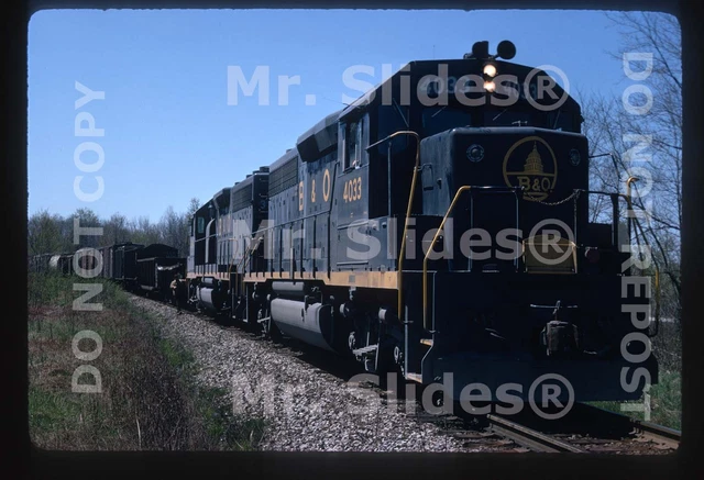 Original Slide B&O Baltimore & Ohio GP40 4033 & 1 Lake Branch Action In 1972