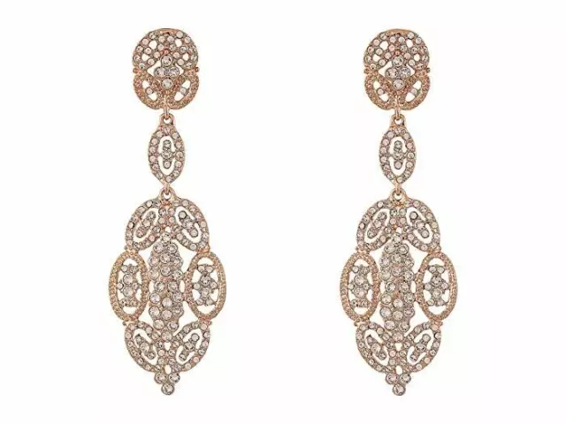 Nina Jules Glamorous Statement Swarovski Earrings in Rose Gold 1595