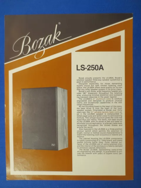 Bozak Ls-250A Speaker Sales Brochure Original Factory Issue The Real Thing