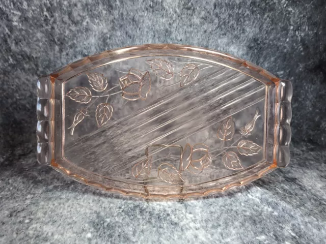 Vintage Art Deco Retro Pink Peach Rose Pattern Vanity Tray Replacement