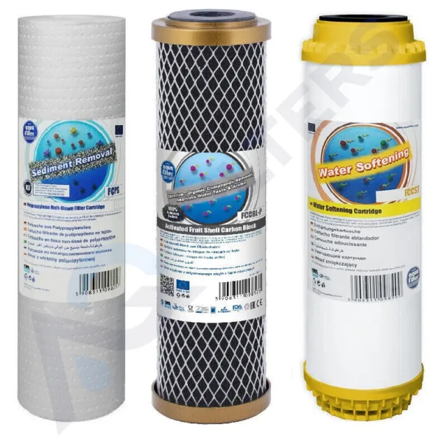 Aquafilter Set of 3 Replacement Filters Whole House Water Purifier Softening 10"