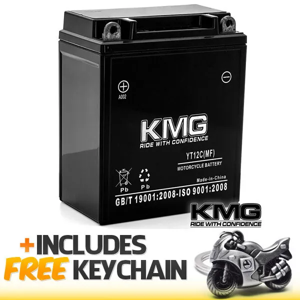 YT12C Sealed Maintenance Free Battery 12V SMF KMG+Sportbike Keychain