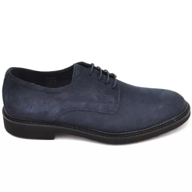 Stringate scarpa francesina uomo in vera pelle scamosciata blu navy e fondo in g