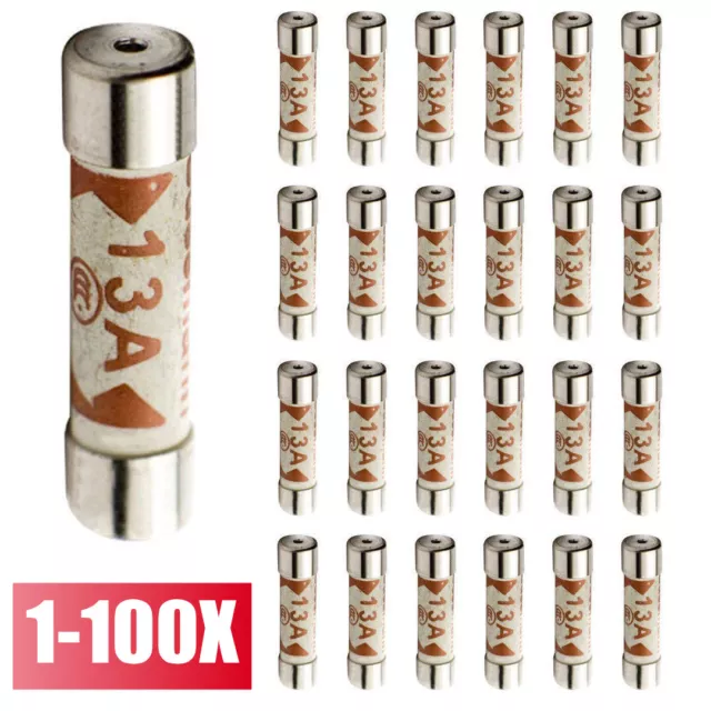 100Pcs 13A Domestic Fuses Plug Top Household UK Mains 13amp Plug Cartridge Fuse