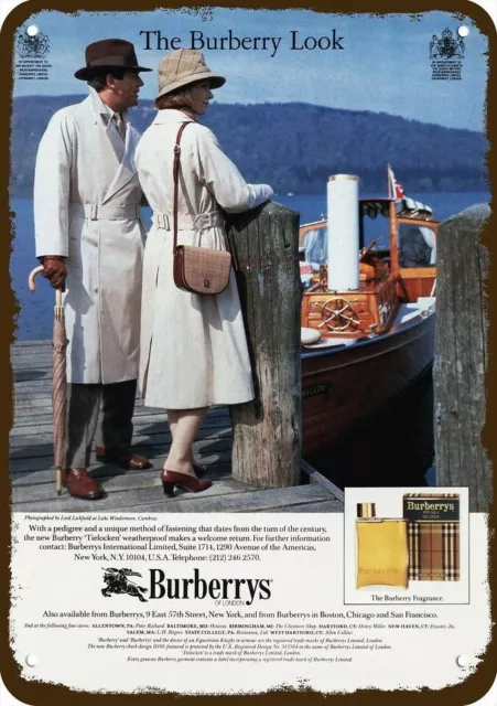 1984 BURBERRYS of London Trench coats Vintage-Look DECORATIVE REPLICA METAL SIGN