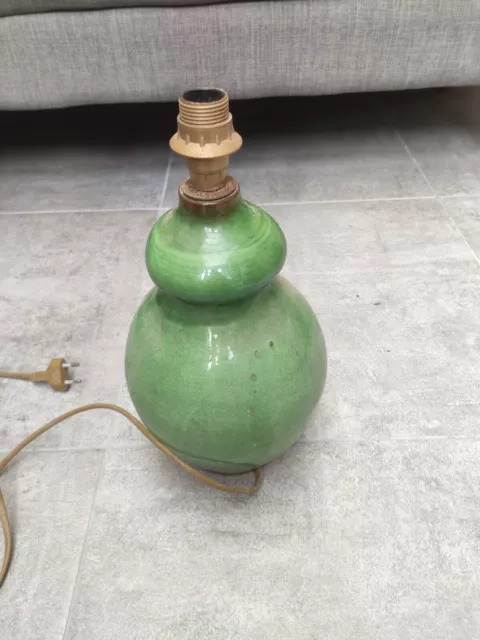 Pied de Lampe Vase en Grès Ancien Vintage Céramique 1970 Moderne Poterie vernisé