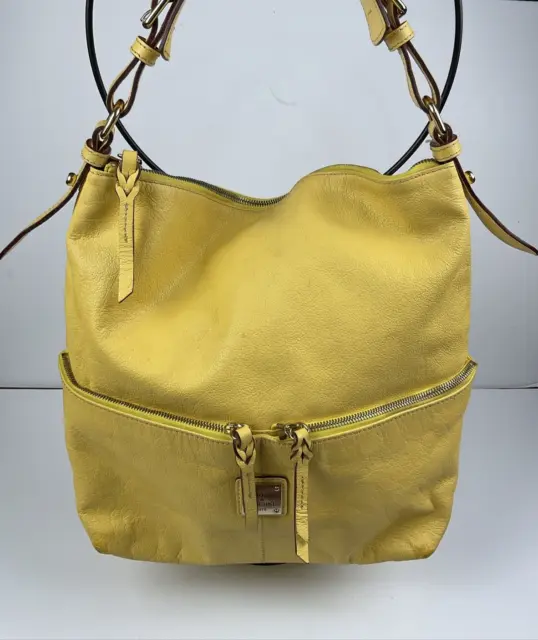 Dooney & Bourke 1975 Dillen Yellow Leather Hobo Shoulder Bag READ