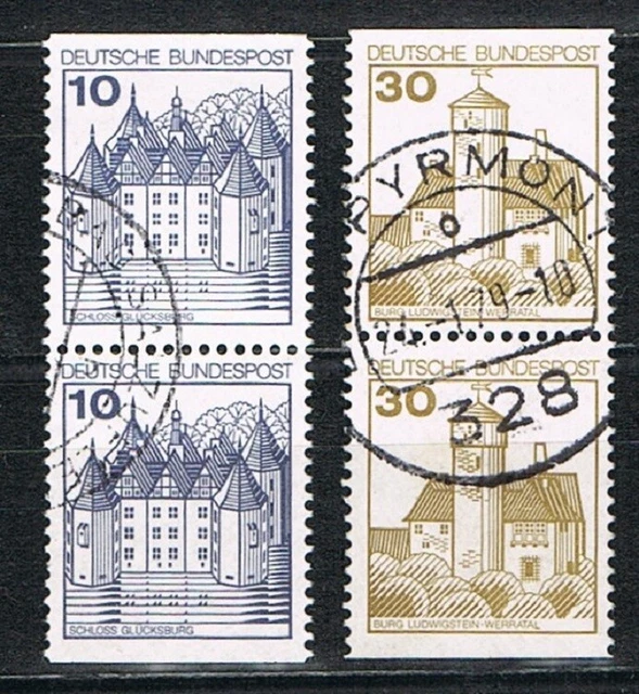 Bund 913 +914 C/D ZD oben+unten geschnitten, AF, MH Burgen + Schlösser 10 + 30