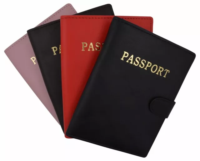 Leather Passport Holder Cover Wallet Card Case Travel Document Organizer Snap Cl