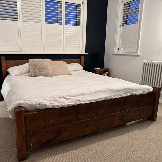 RUSTIC HANDMADE BED (wooden bed frame super king sized) £150.00