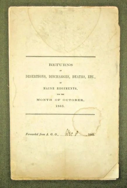 Returns of Desertions, Discharges, Deaths, Etc., in Maine Regiments -1865