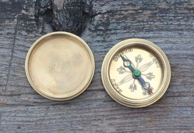 Solid Brass Directional Magnetic Compass Antique Nautical Vintage Quote Engraved 3
