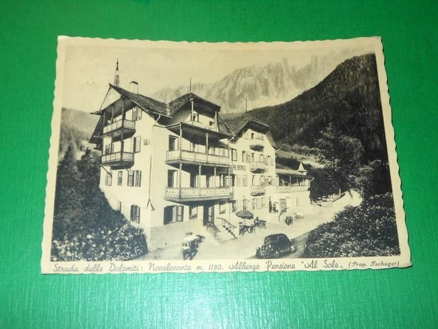 Cartolina Strada delle Dolomiti - Novalevante - Albergo Pensione Al Sole 1950