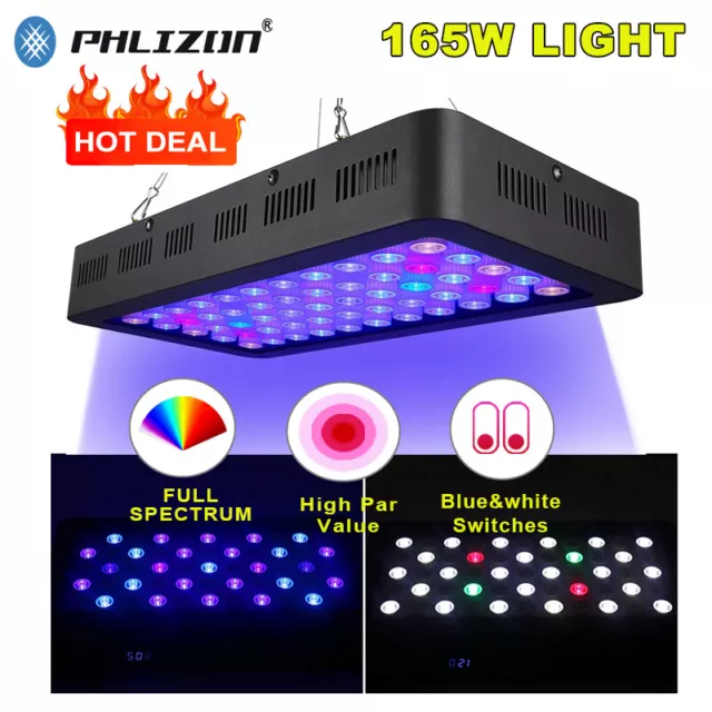 165W Aquarium Light Full Spectrum Dimmable LED Marine Tank Fish Coral Reef Liamp