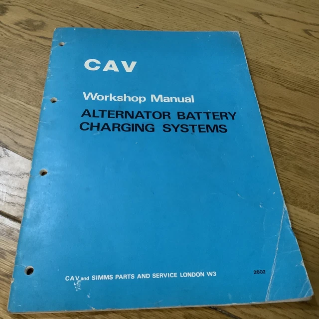 CAV WORKSHOP MANUAL Alternator Battery Charging Systems Rare Vintage ...