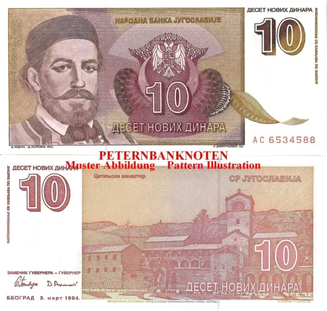 JUGOSLAWIEN / YUGOSLAVIA 10 Novih Dinara 1994 Unc P 149  6196# Kassenfrisch