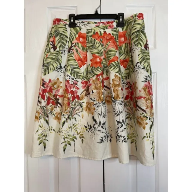 Talbots Tropical Floral A-Line Full Lined Pleated Skirt Size 10P