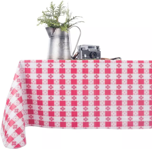 Yourtablecloth Checkered Vinyl Tablecloth with Flannel Backing for...