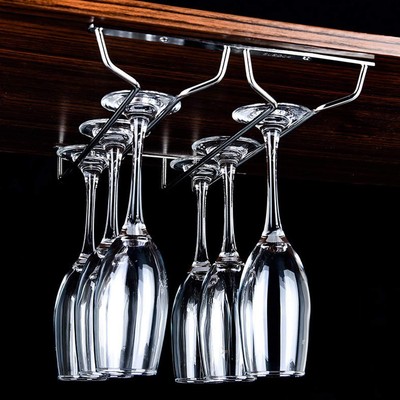 per 6 Bicchiere di Vino Supporto con 3 Binari Seciie Portabicchieri/Porta Calici di Vino Cromato 30 x 22,5 x 6cm a Sospensione o a Parete 