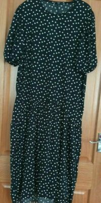 ZARA Black And White Polka Dot Flowing LONG DRESS BNWT SIZE M