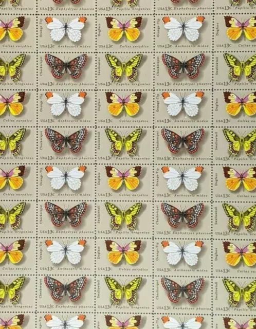 1977 #1712-15 13 Cent Butterflies Full Mint Sheet of 50 stamps MNH OG