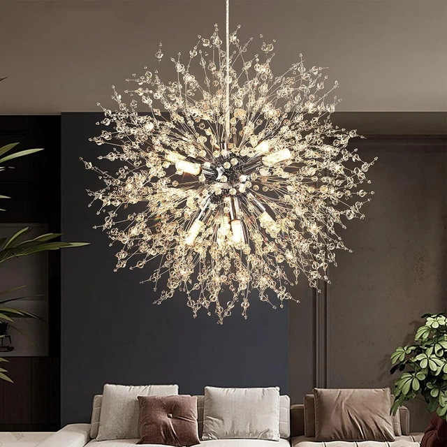 Chandeliers Firework, Semi Flush Mount Ceiling Light Fixtures, 8-Light Chrome